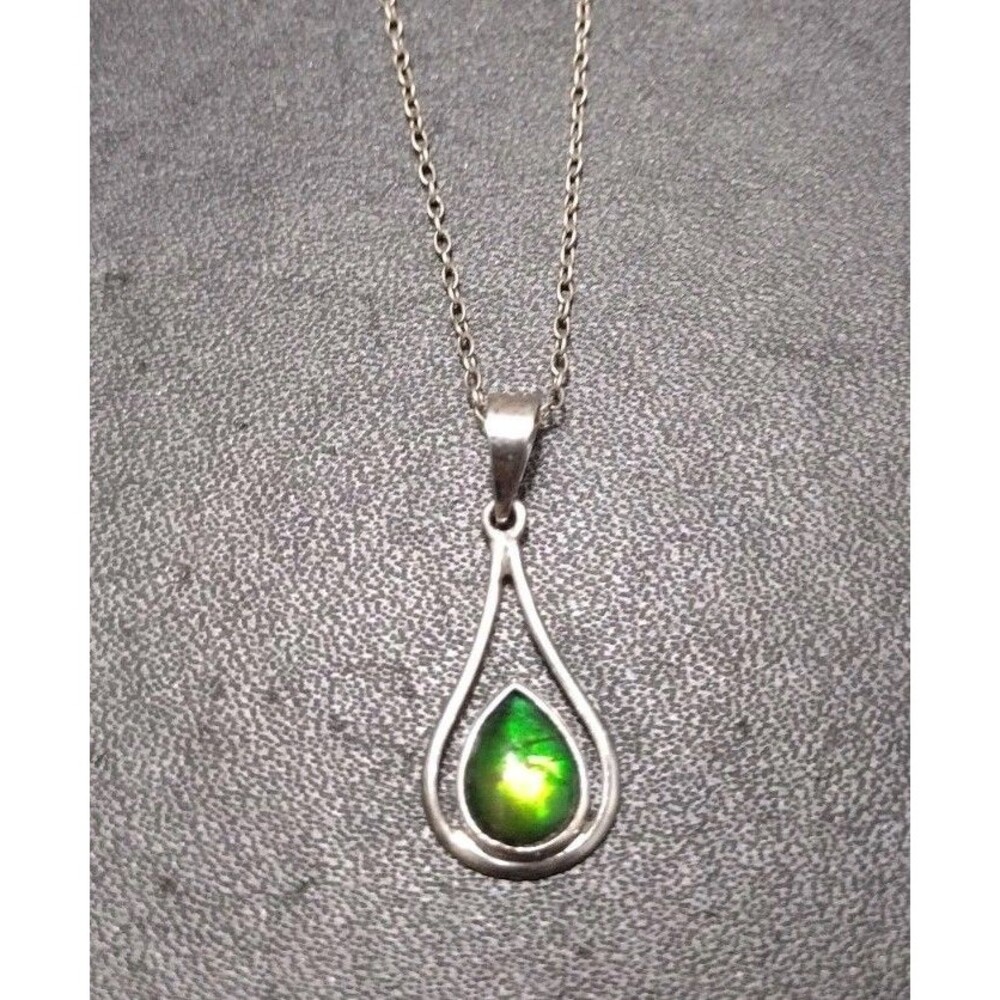 Sterling Silver Green Gemstone Pendant Necklace 12-18"